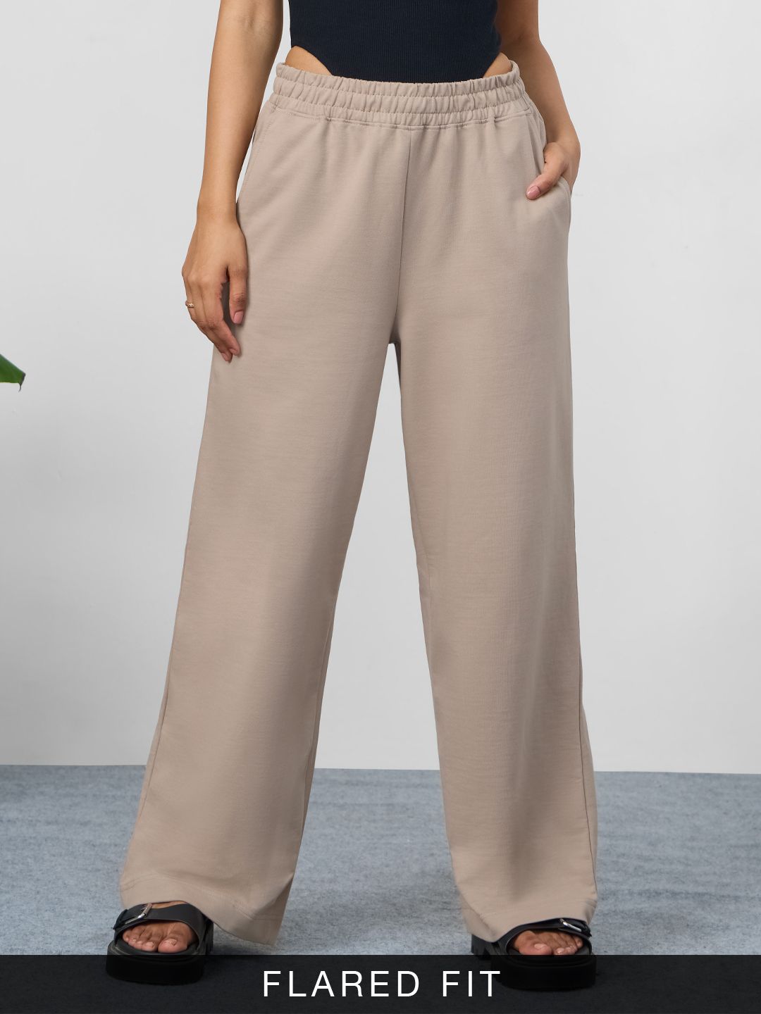 Flared Joggers: Biscuit Brown Women Flared Joggers Online