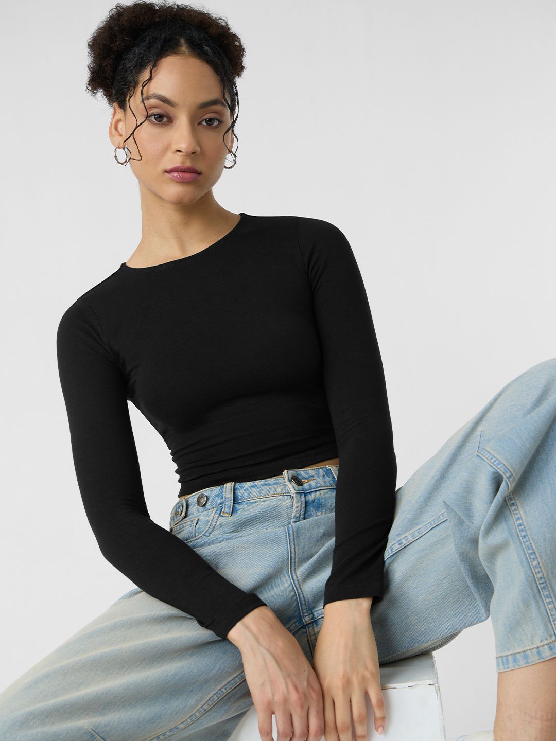 Essential Solids: Black Women Cropped Tops online
