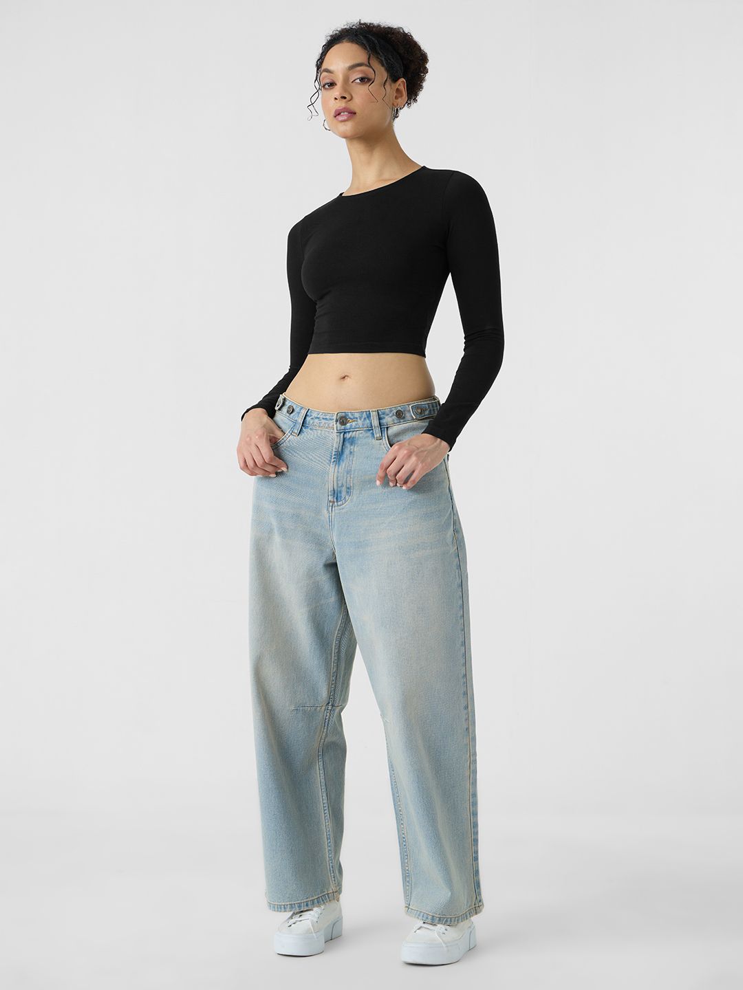 Essential Solids: Black Women Cropped Tops price