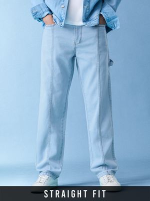 Denim: Light Blue (Straight Fit) Men Jeans By The Souled Store