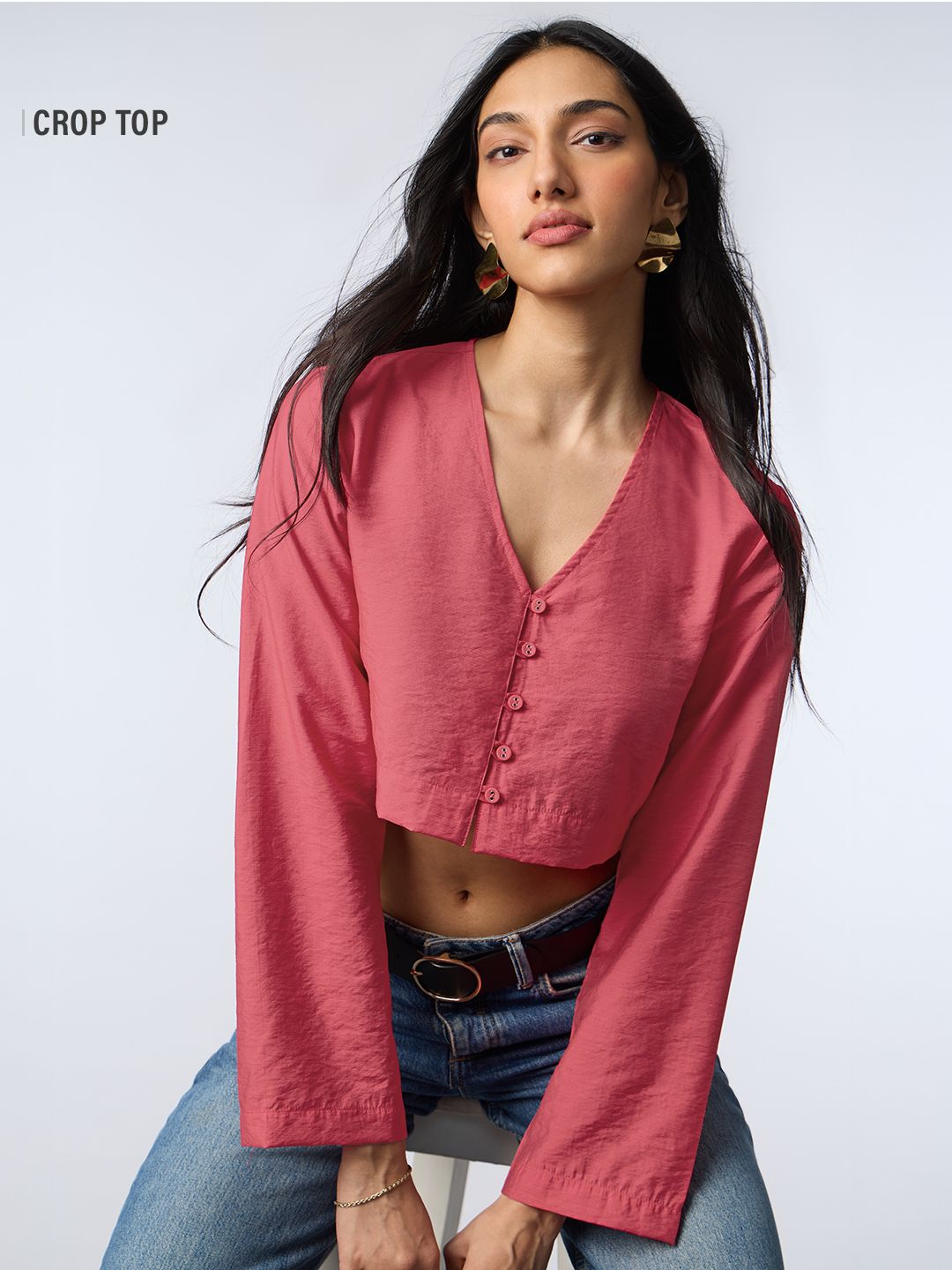 Crop-Top: Vivid Fuchsia Women Cropped Tops Online
