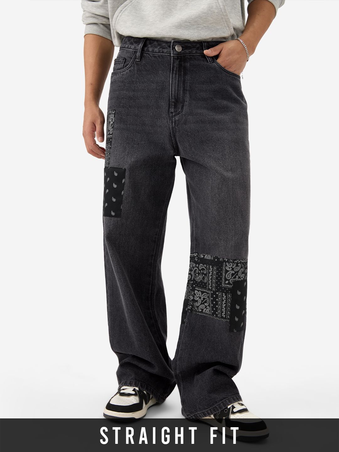 Buy Denims: Bandana Patches (Straight Fit) Jeans Online