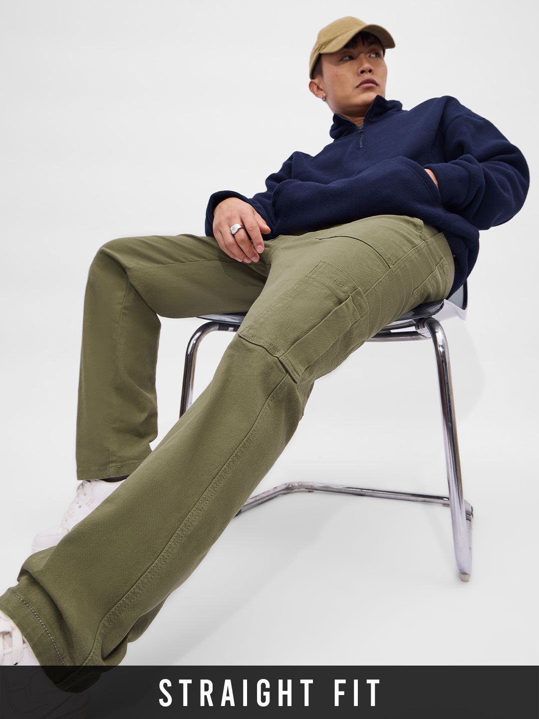 Denim: Olive Green (Straight Fit) Men Jeans