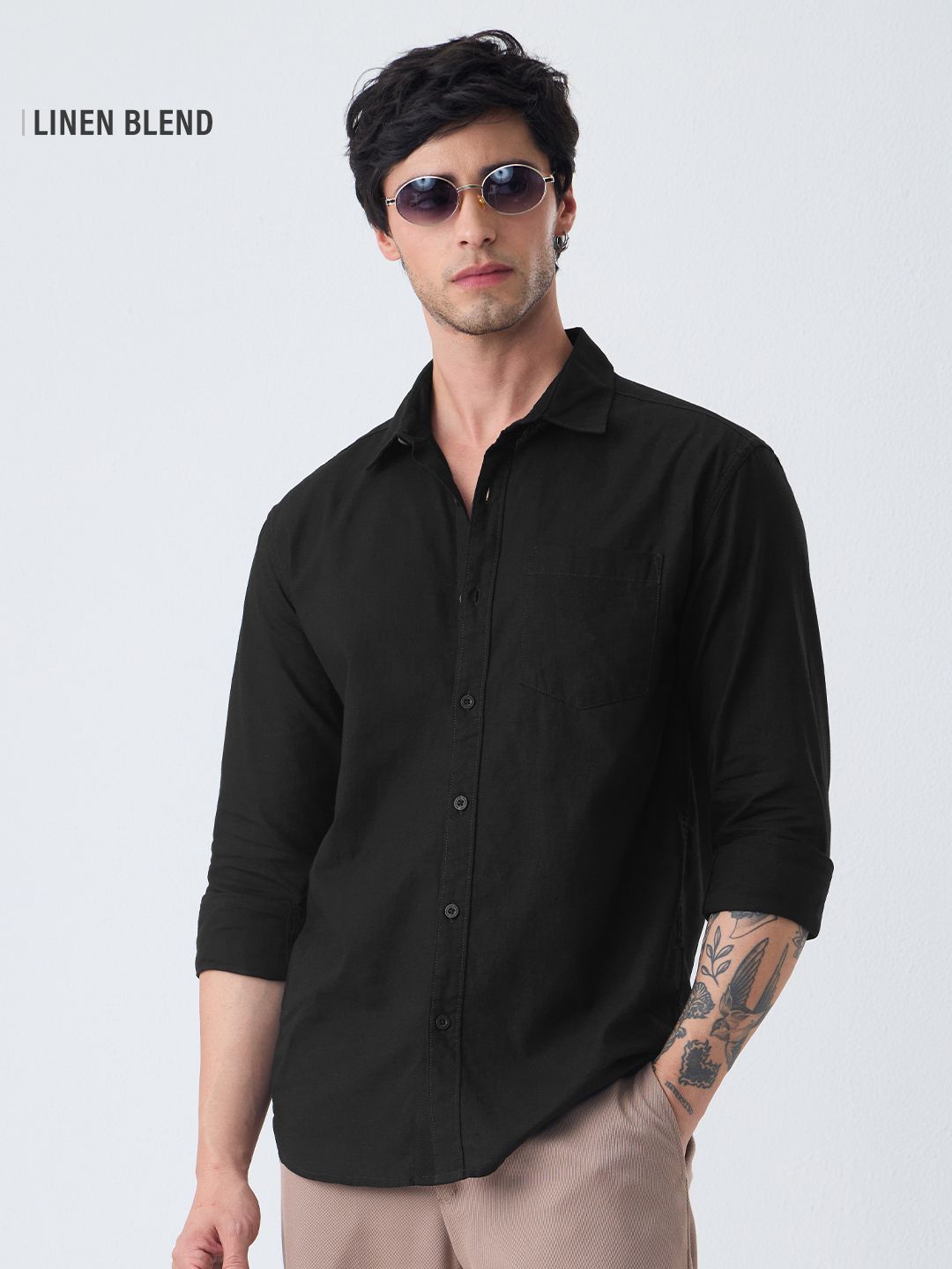 Cotton Linen: Soft Black Cotton Linen Shirts Online