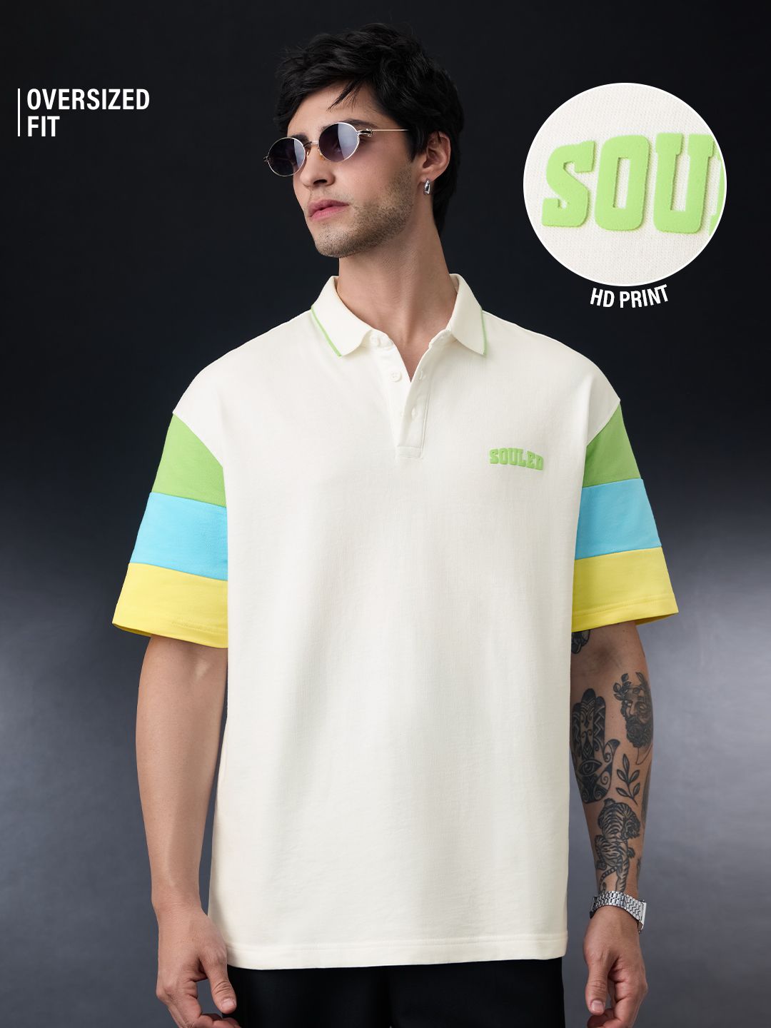 Buy TSS Originals: White Block Oversized Polos Online