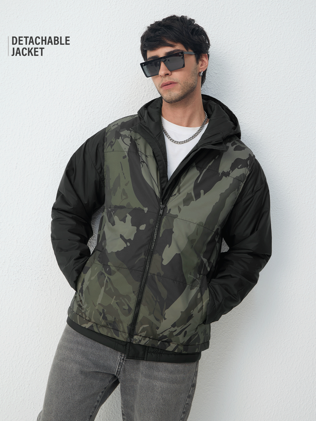 Detachable Jacket: Street Combat Men Puffer Jackets Online