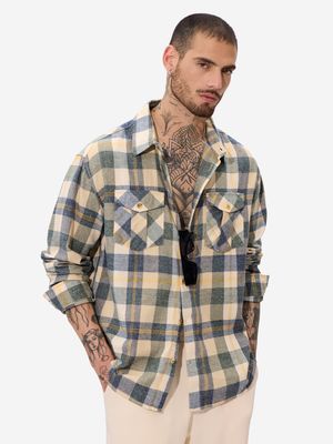 Plaid: Blue, Green, and Yellow Men Utility Shirts By The Souled Store