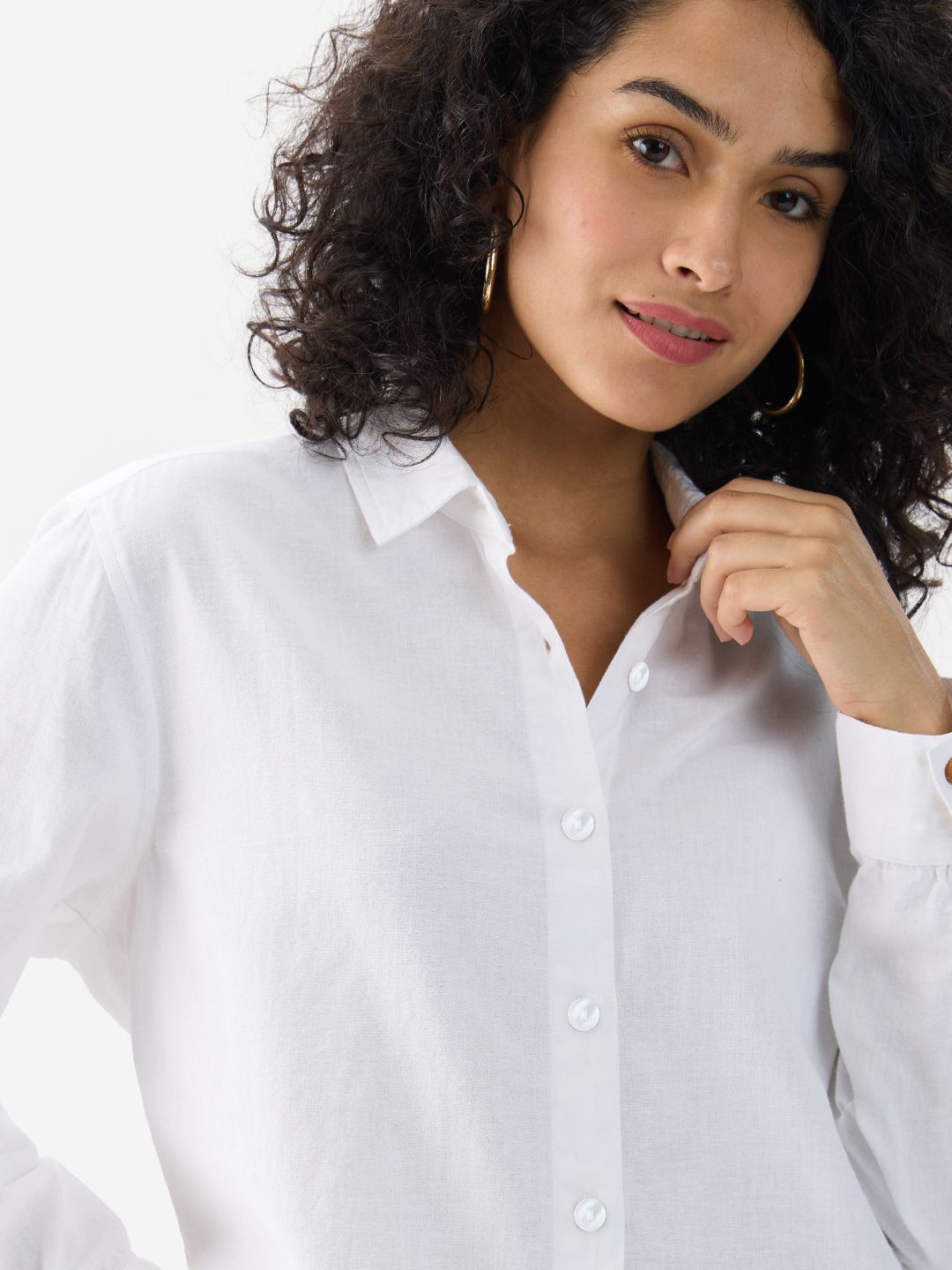 Buy Cotton Linen Shirt: White Women Boyfriend Shirts