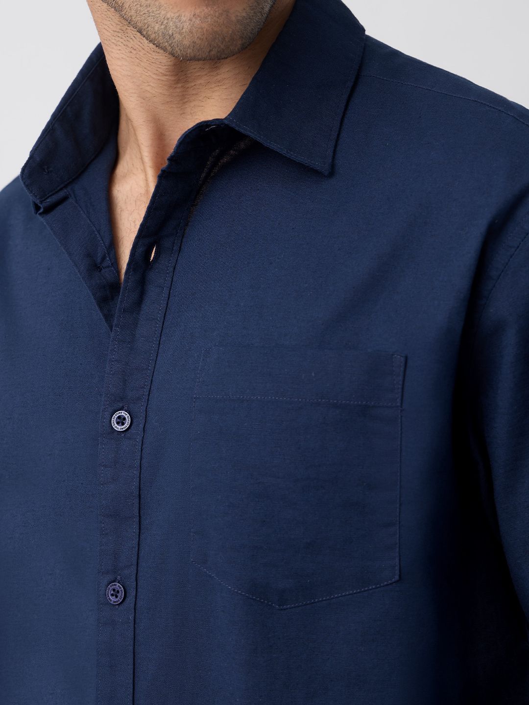 Cotton Linen: Prussian Blue Cotton Linen Shirts online