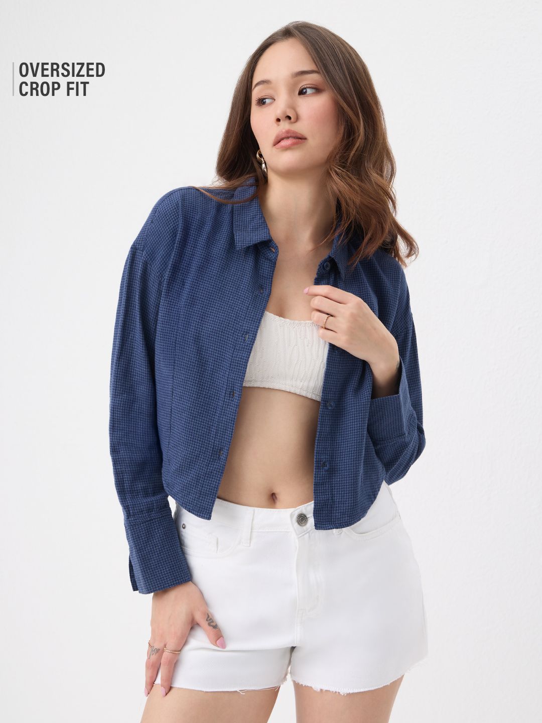Cropped Shirt: Heron