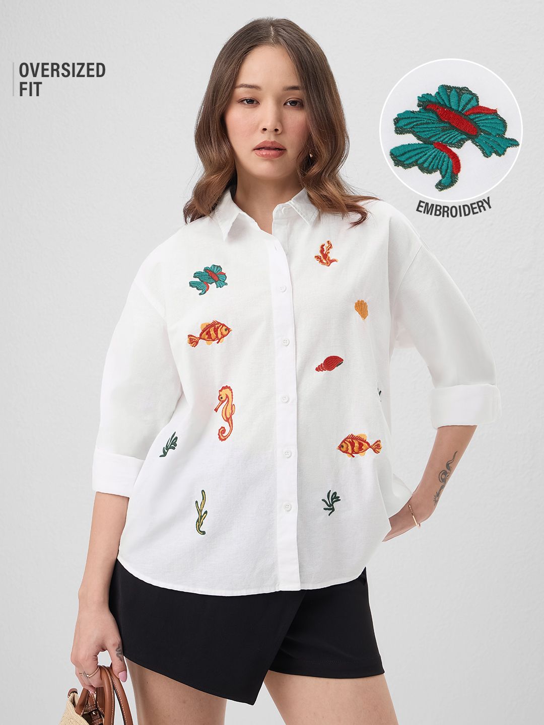 Cotton Linen Shirt: Sea-Life