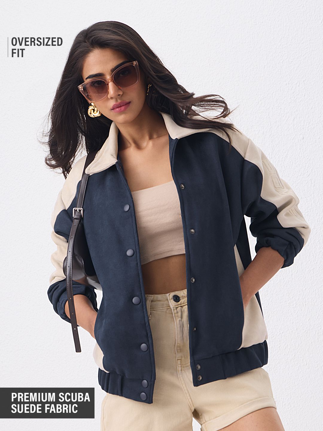 Buy Suede Jacket: Celestial Women Oversied Varsity Jacket Online