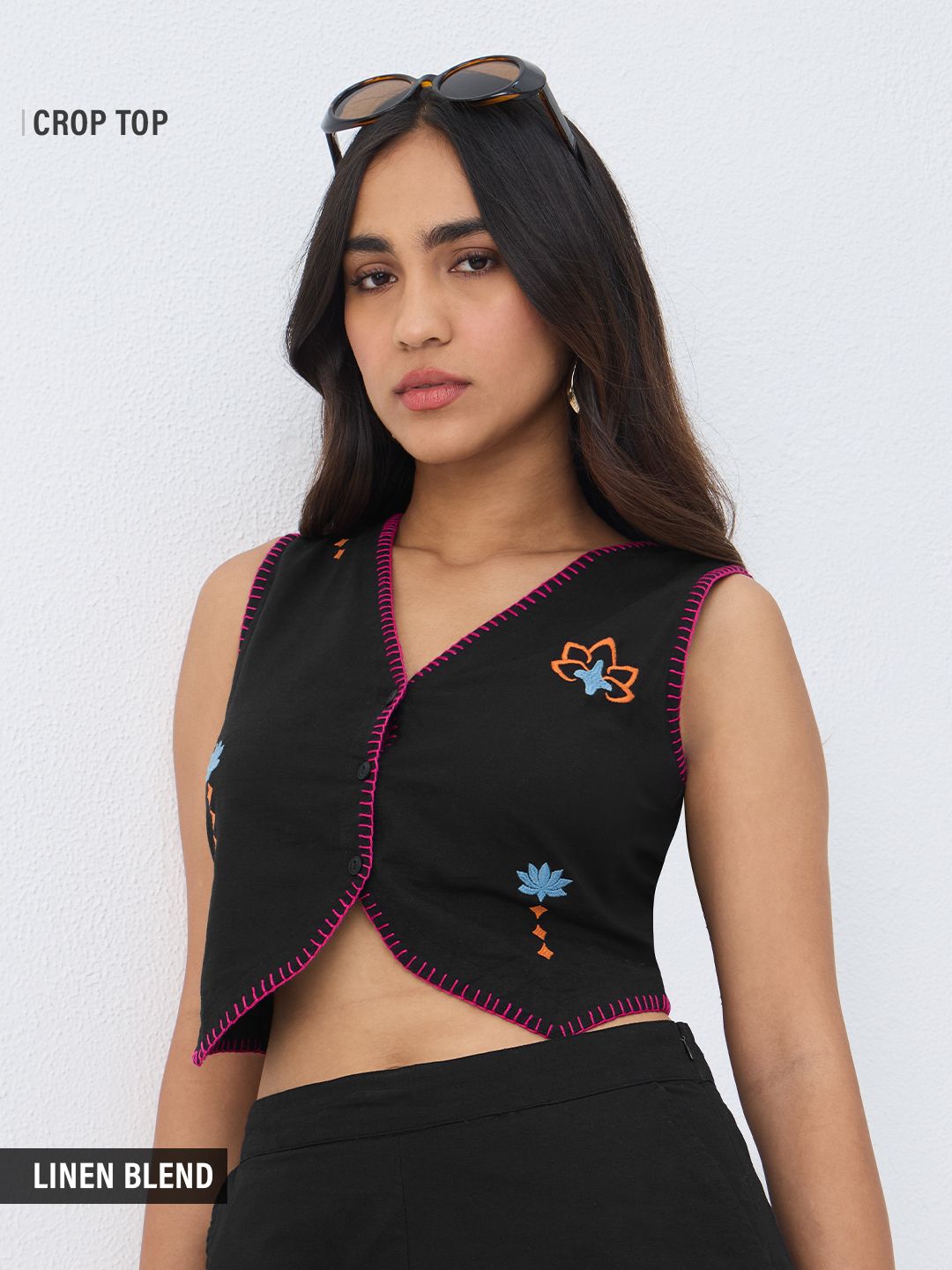 Cotton Linen Top: Dark Void