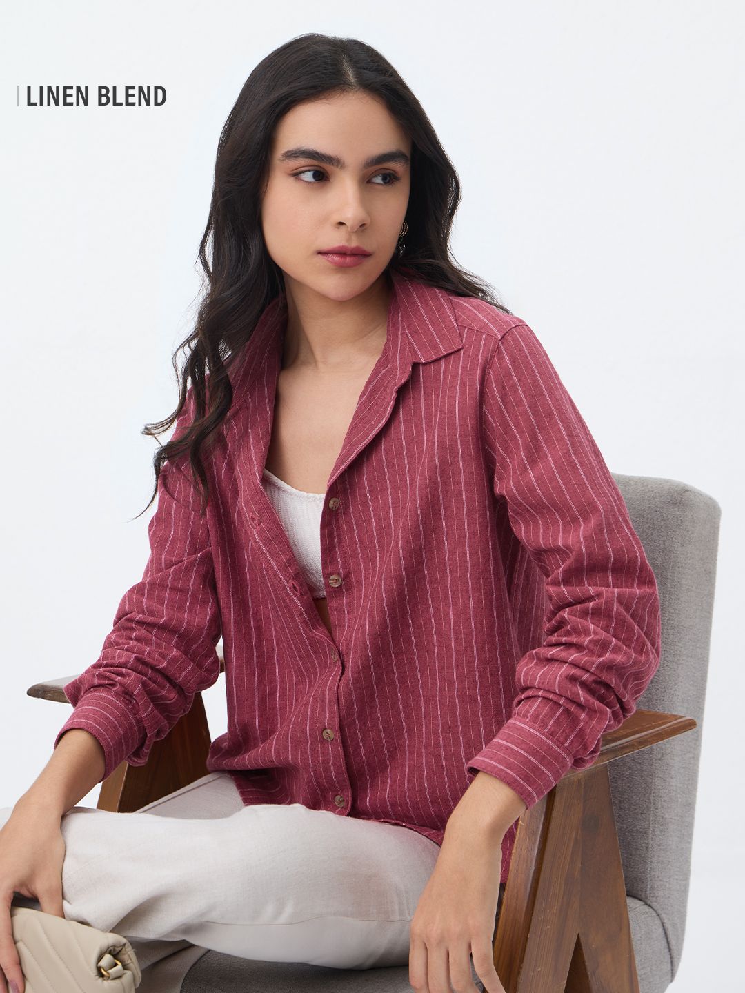 Cotton Linen Shirt: Scarlet