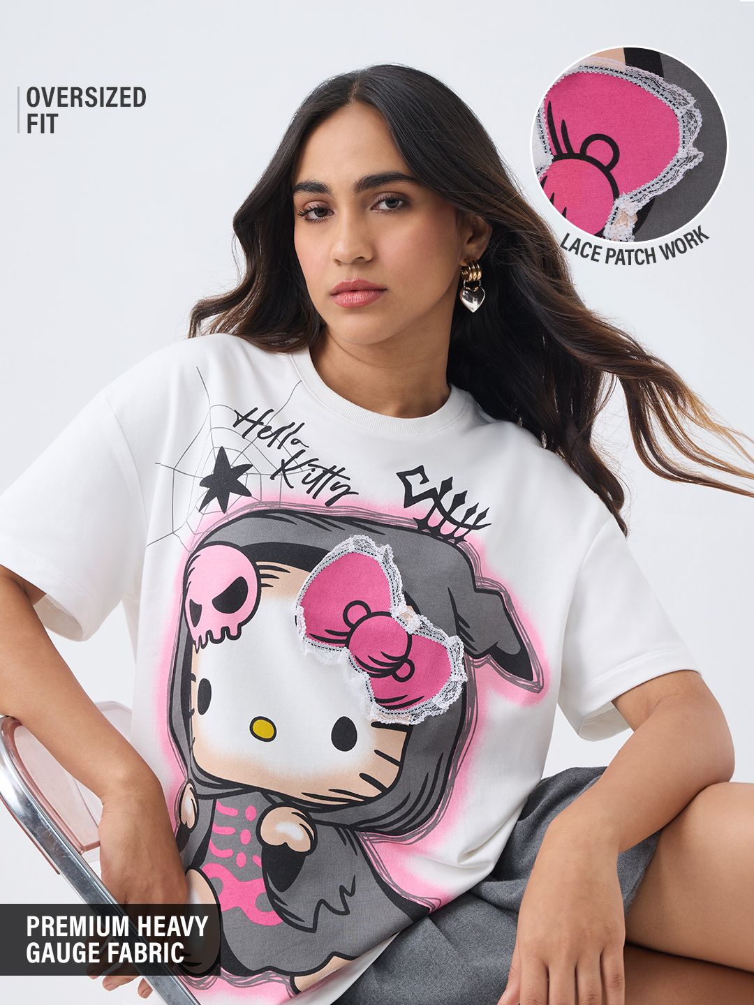 Shop for Hello Kitty: Ghost Lace Women Oversized T-Shirt Online