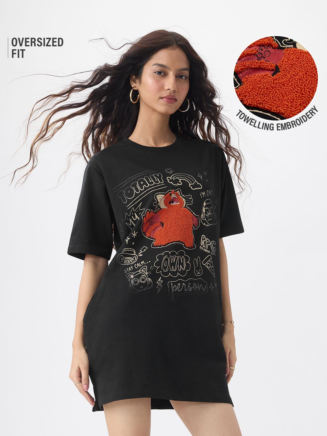 Turning Red: Panda Girl Women Oversized T-Shirt Dresses Online