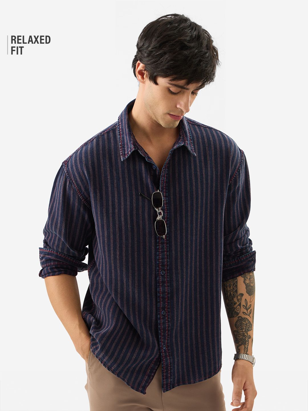 TSS Originals: Indigo Stripes Men Relaxed Shirts