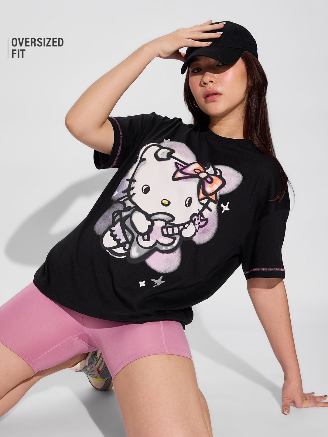 Hello Kitty: Rockstar Women Oversized T-Shirts Online