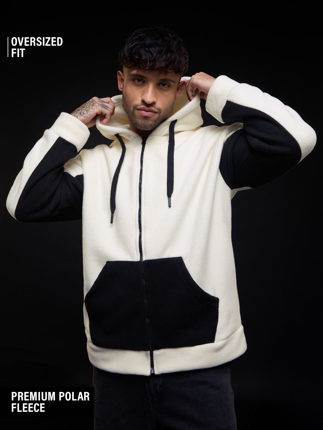 Zipper Hoodie: Monochrome Men Oversized Hoodies Online