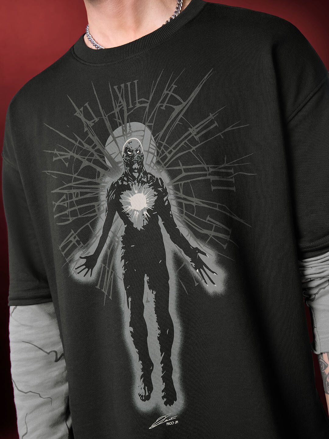 Buy Stranger Things: Vecna Men Oversized Full Sleeve T-Shirt Online