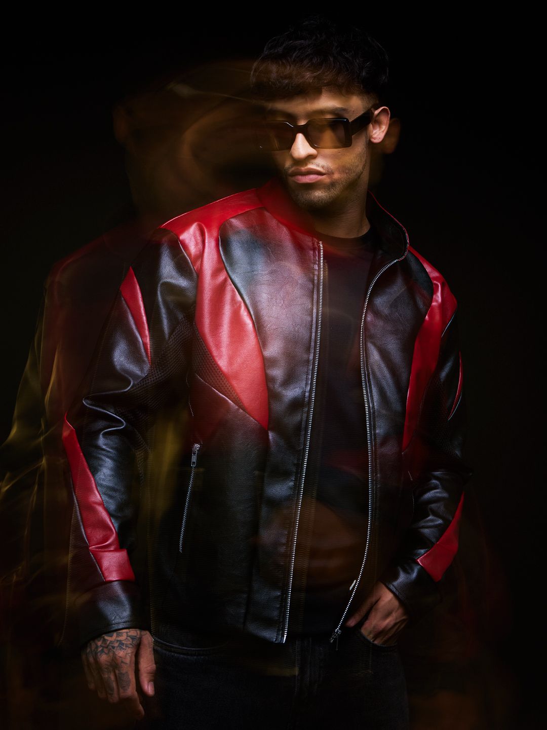 Buy Biker Jacket: Crimson Vortex Mens Jacket Online