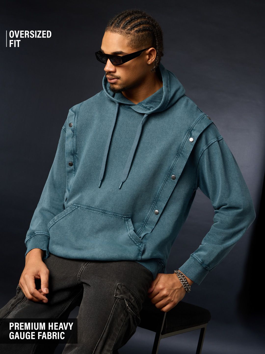 Buy Korean Hoodie: Teal For Men Online