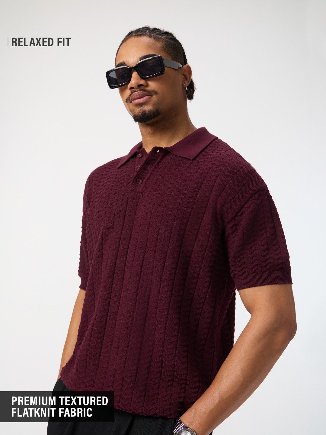 Flatknit Textured: Wine Polos Online