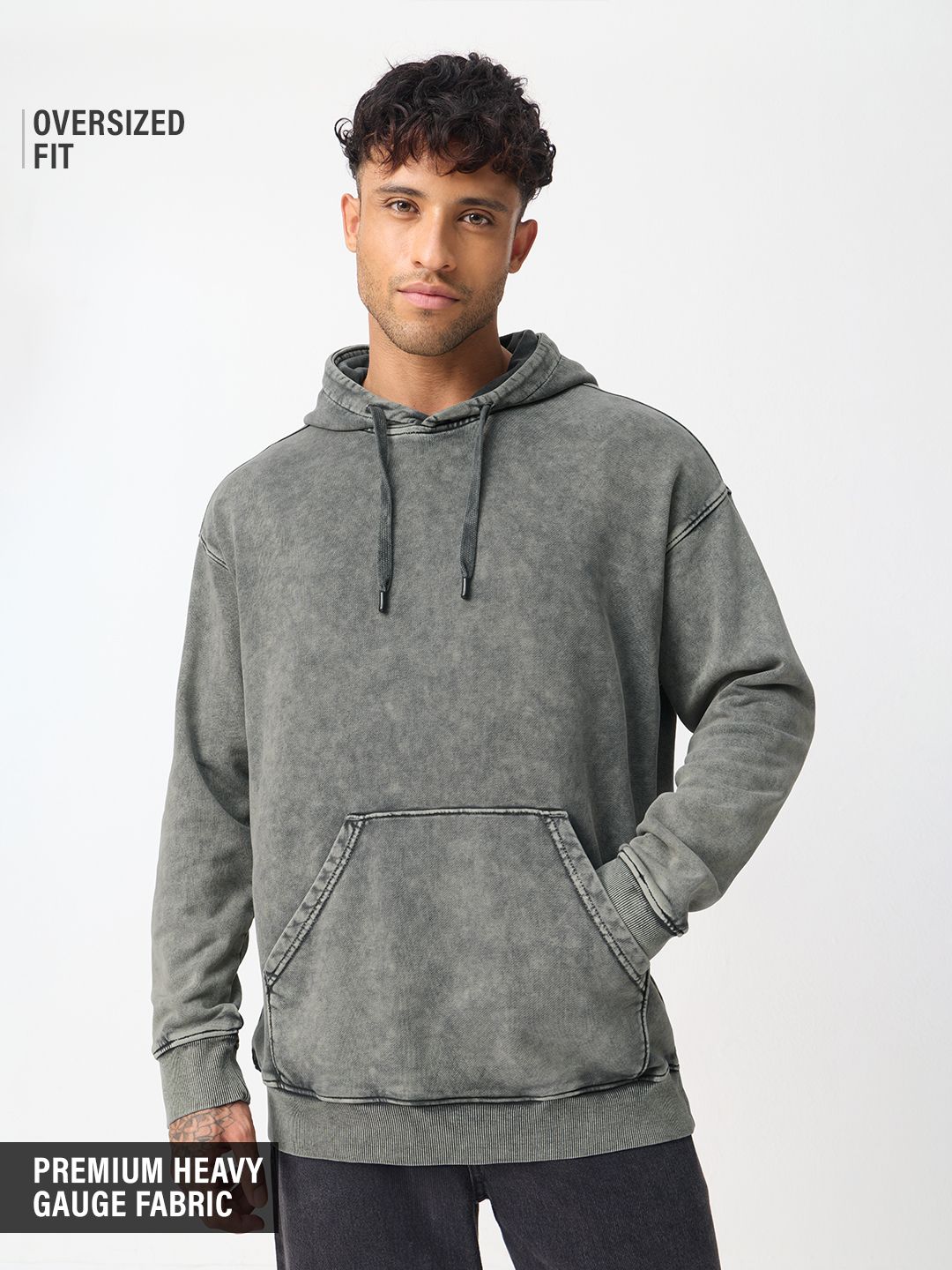 Buy Oversized Hoodie: Charcoal Men Oversized Hoodie Online