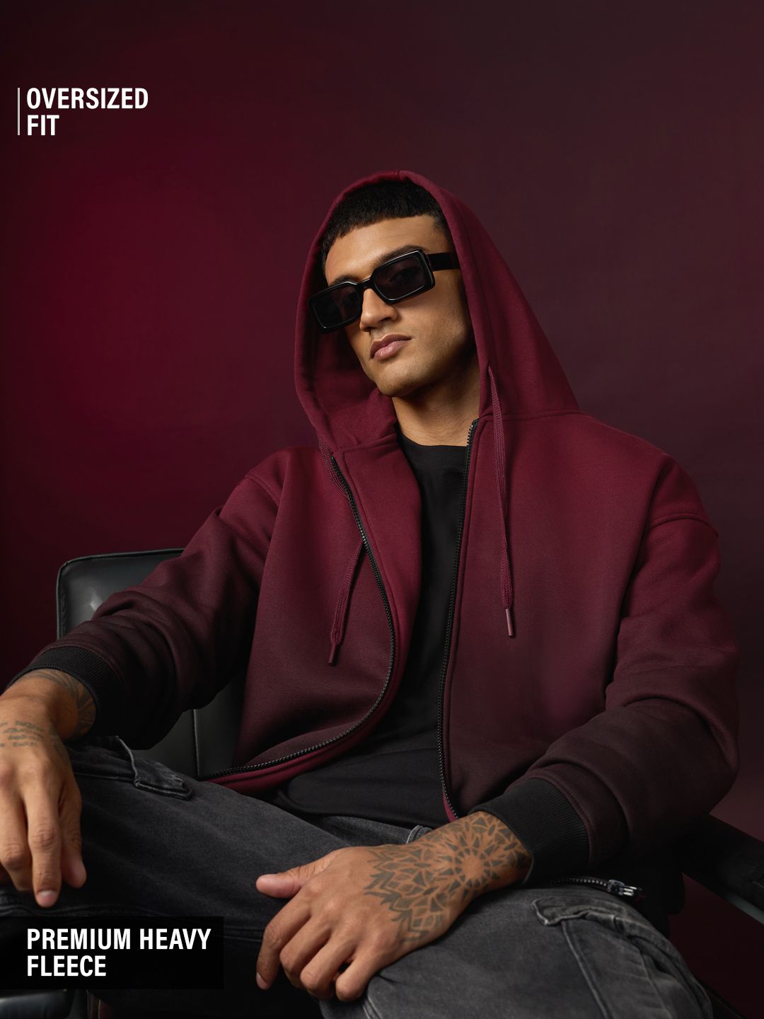 TSS Originals: Crimson Ombre Men Oversized Hoodies Online