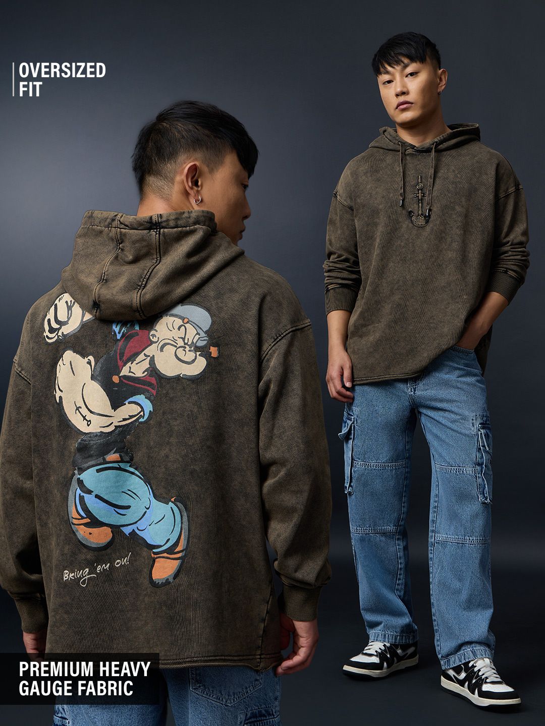 Popeye: Bring 'Em On Men Oversized Hoodies Online