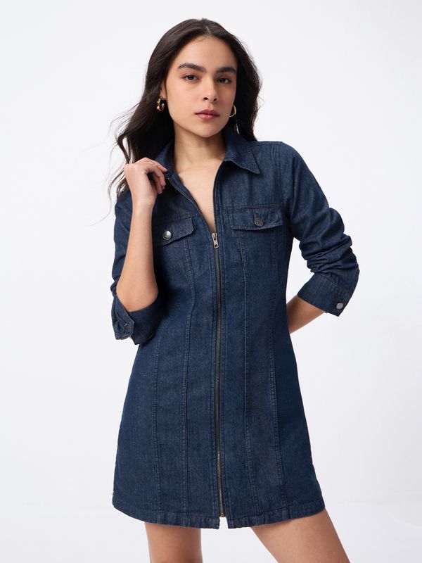white christmas dresses Women Stretch Denim Front Slit Tube Maxi Dress – Letay Store