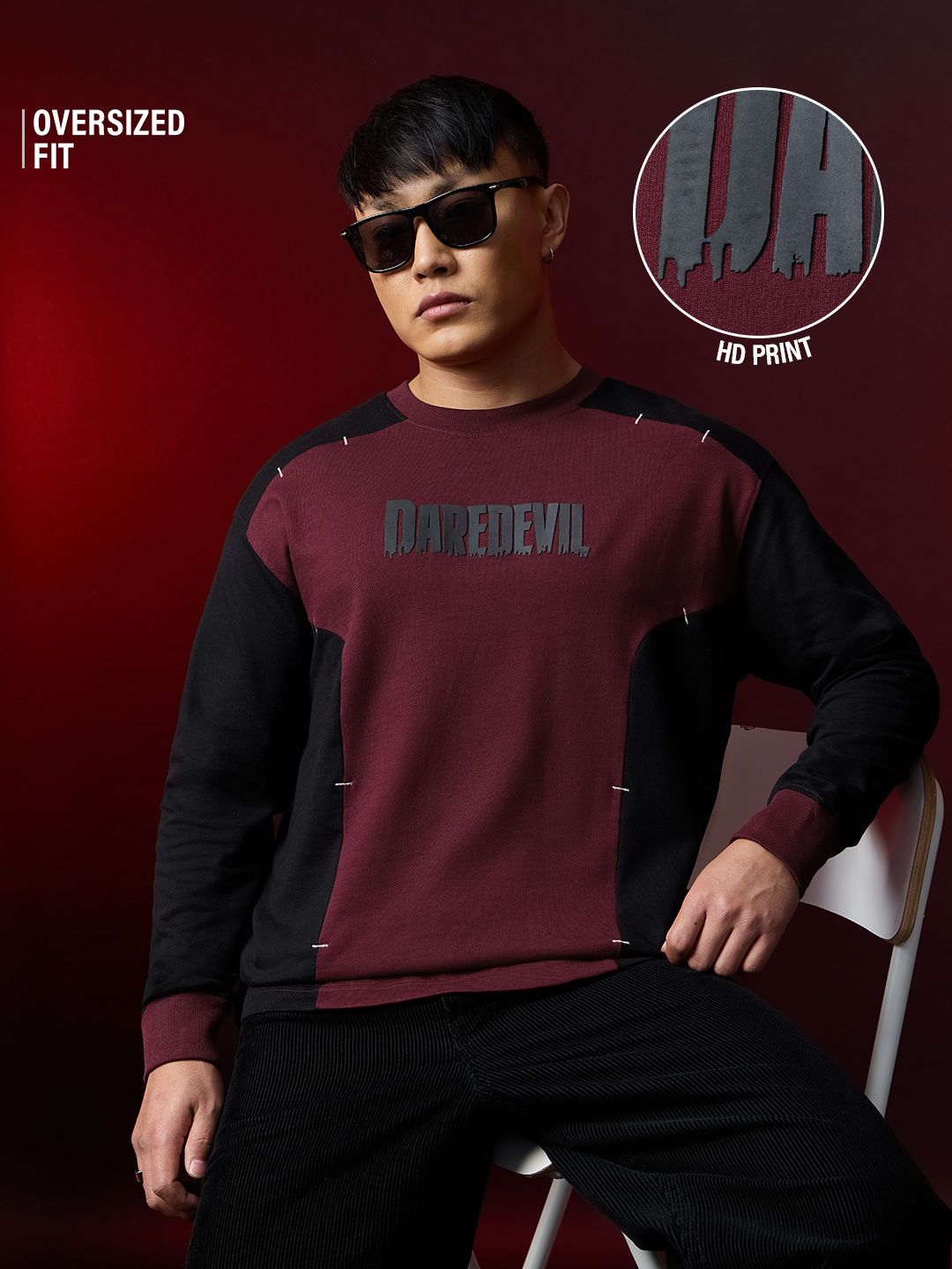 Daredevil: Fearless Oversized Full Sleeve T-Shirts Online