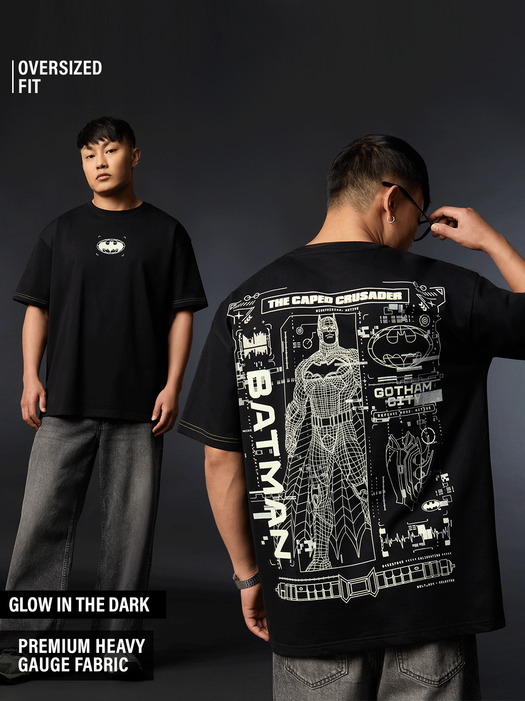 Batman: The Hero Glow Oversized T-Shirts Online