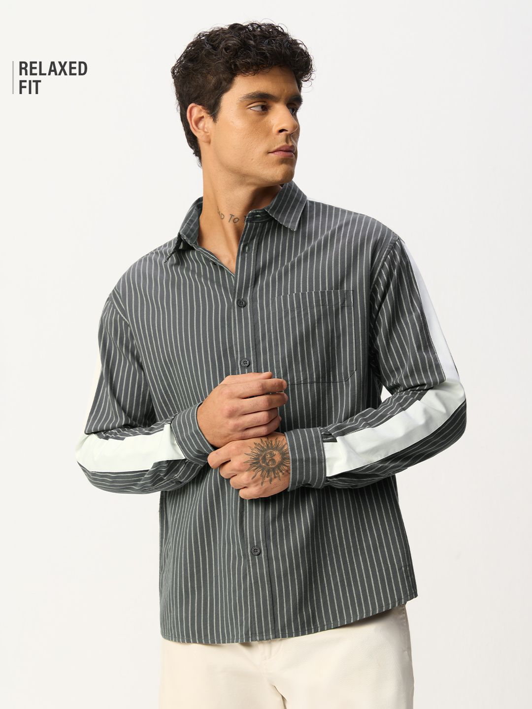 Striped Shirt: Silver Chalice Men Relaxed Shirts Online