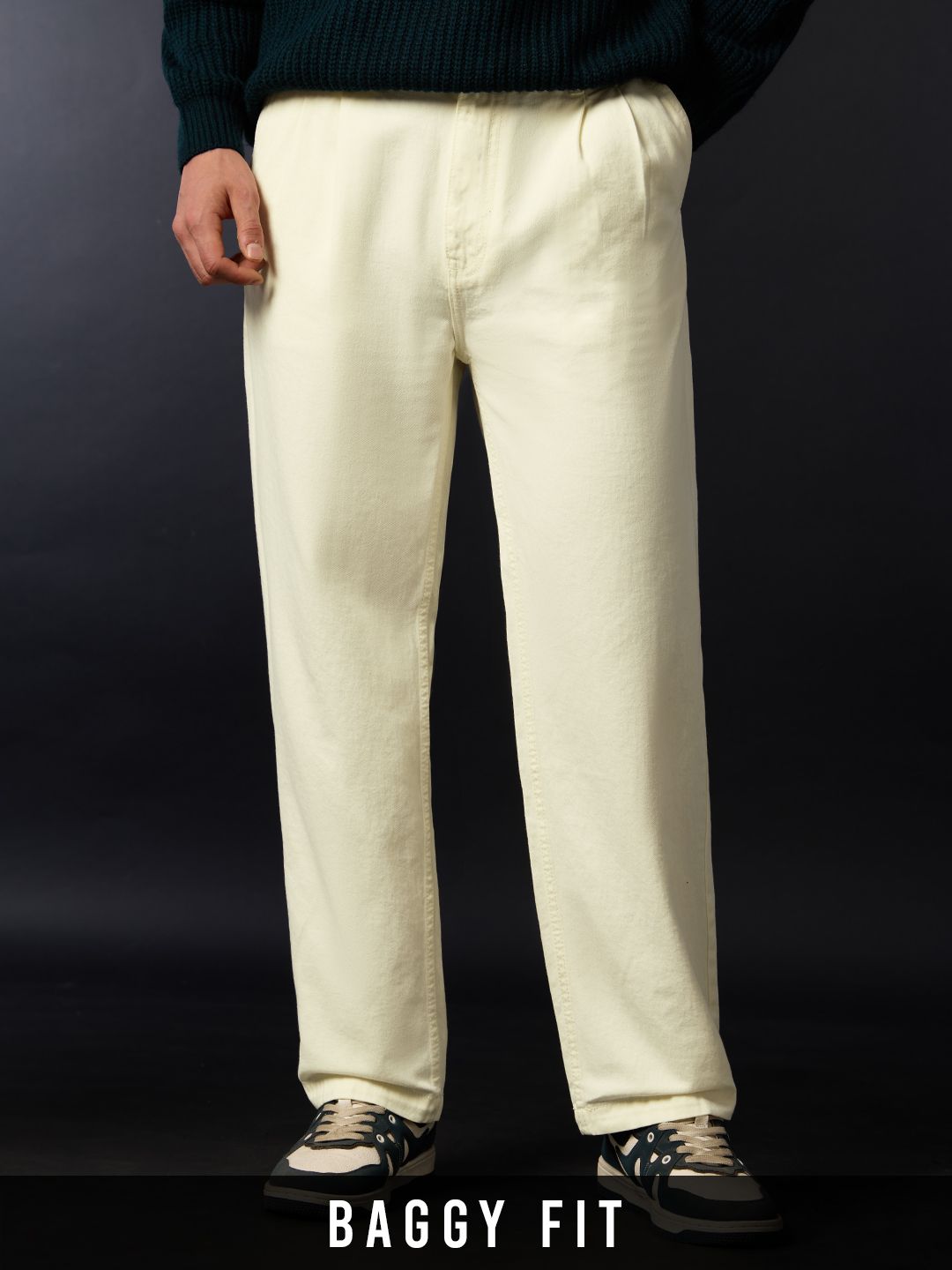 Pleated Denim: Polar Ice Men Jeans Online