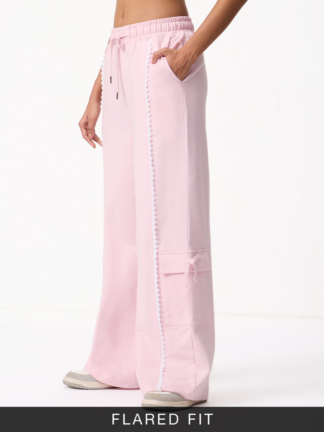 Flared Joggers: Pink Veil Women Flared Joggers Online