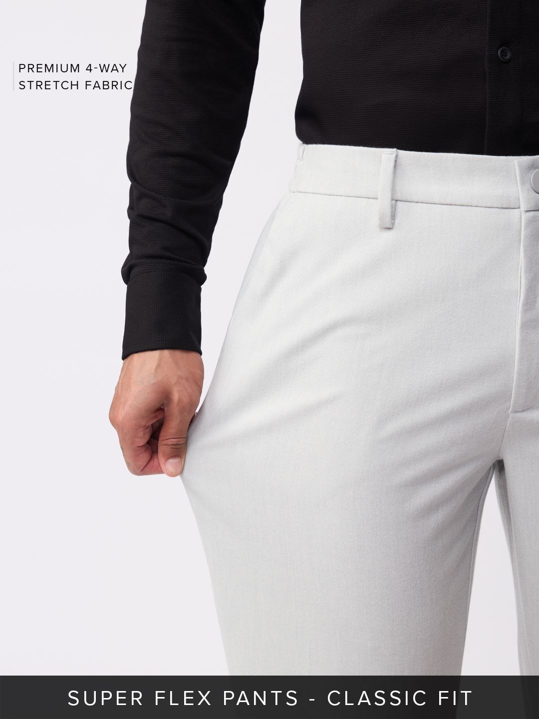 Super Pants: Urban Ash (Classic Fit) Men Super Flex Pants Online