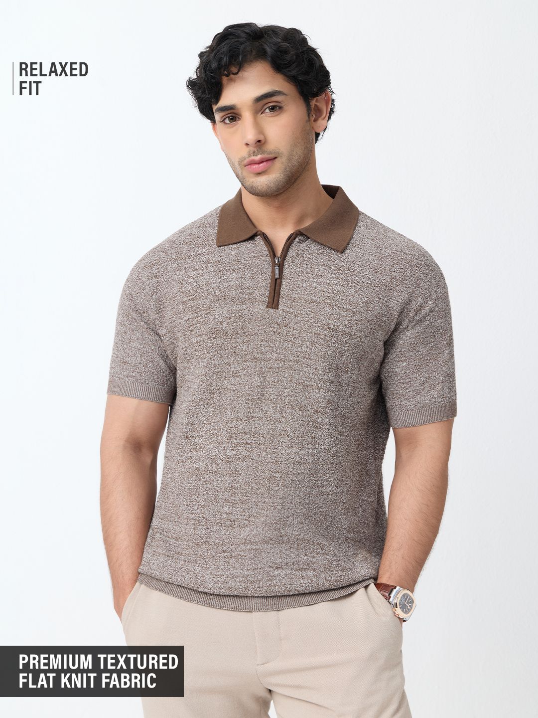 Buy Textured Flat Knit: Neptune Polo Online.