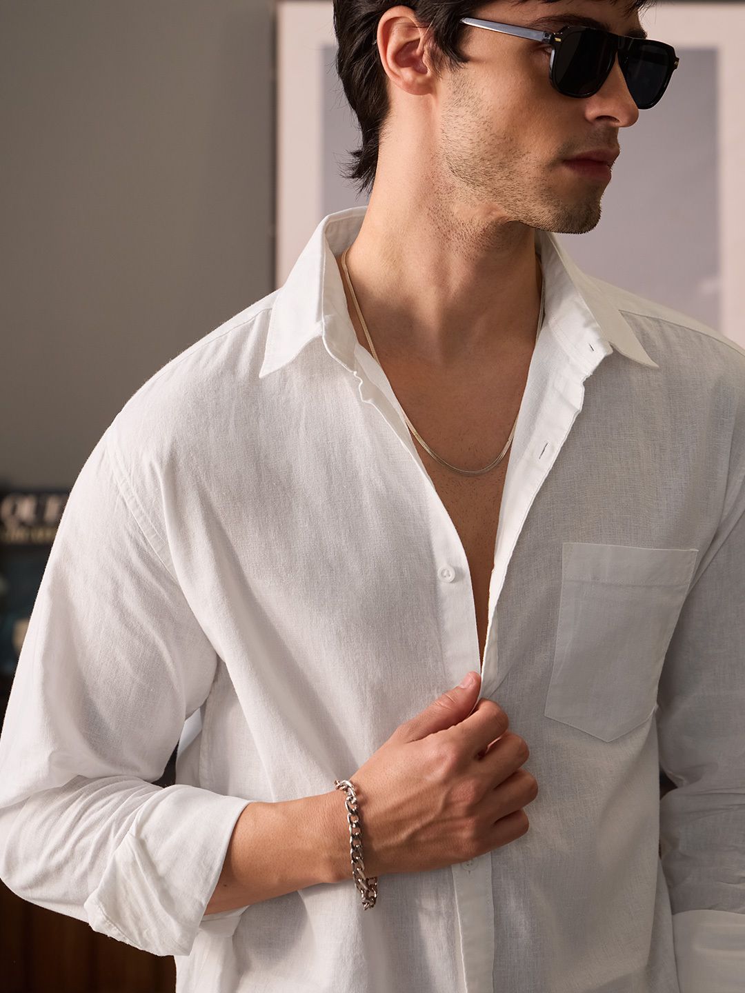 Cotton Linen: Pearl White Cotton Linen Shirts online