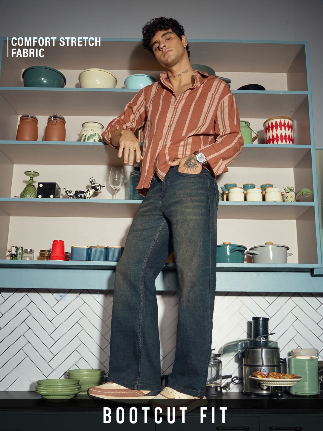 Bootcut Denim: Raw Static Men Jeans Online