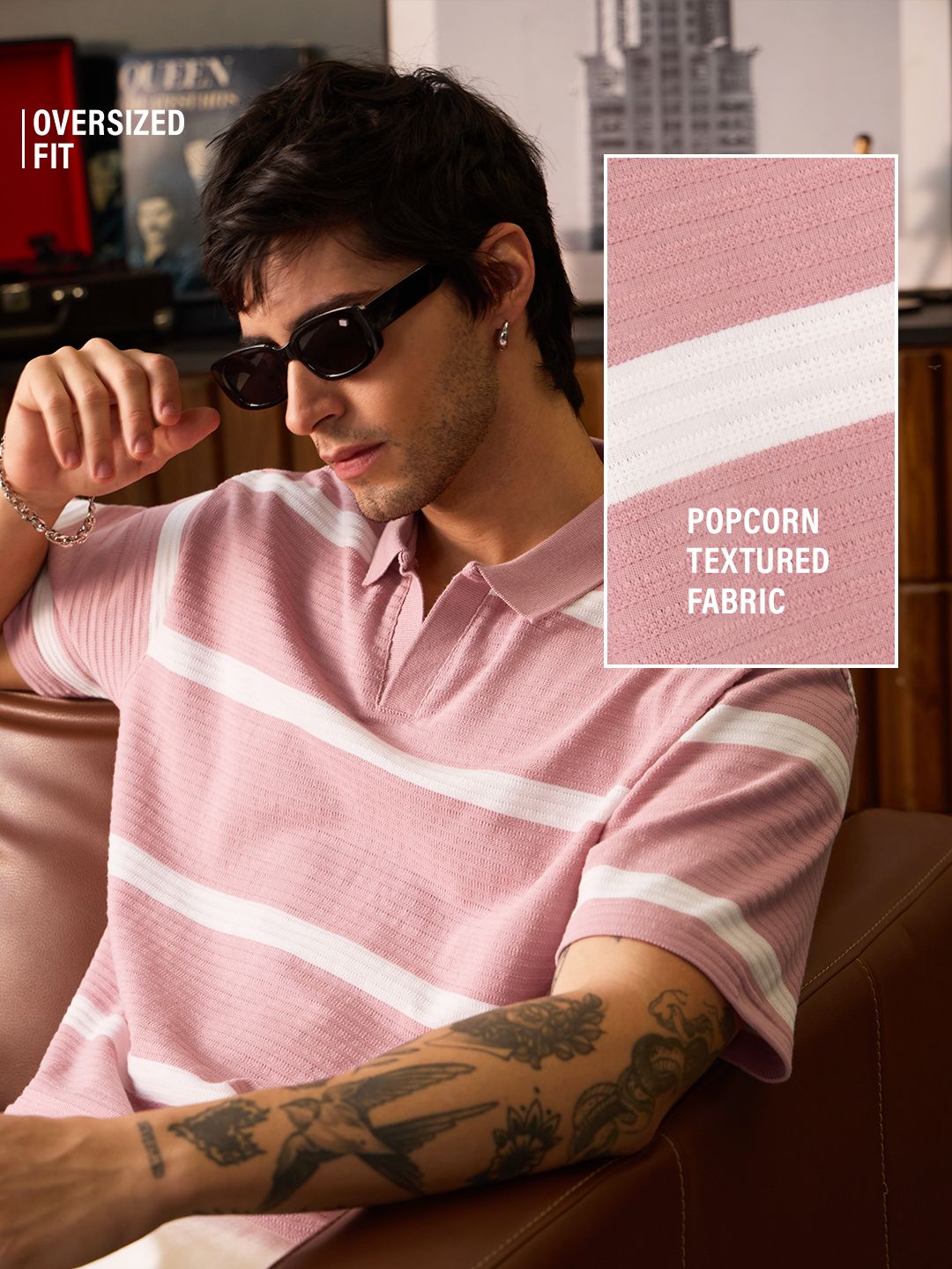 Textured Polo: Quartz Oversized Polos Online