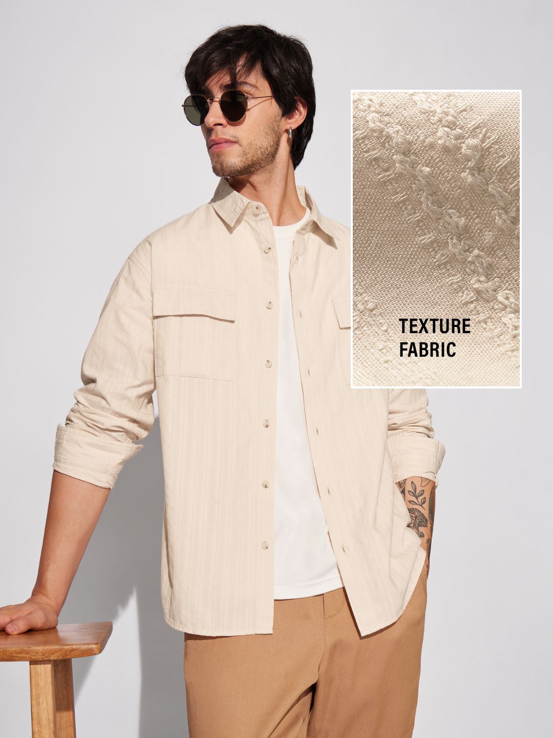 Solids: Rich Cream Men Utility Shirts