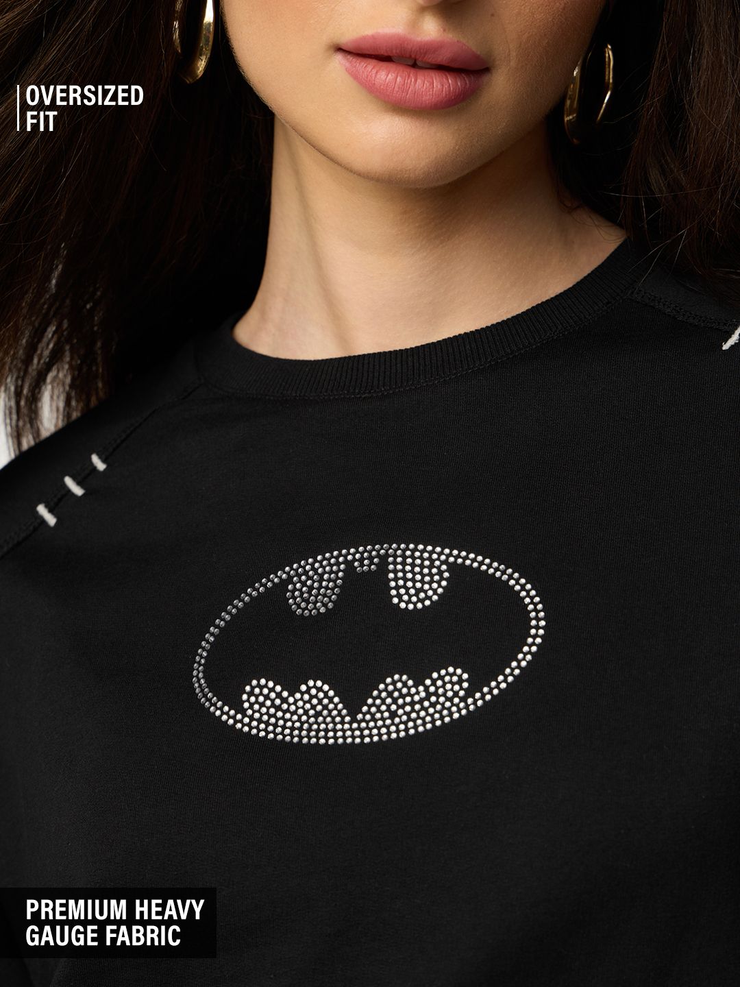 Batman: Rhinestone Logo Women Oversized T-Shirts Online