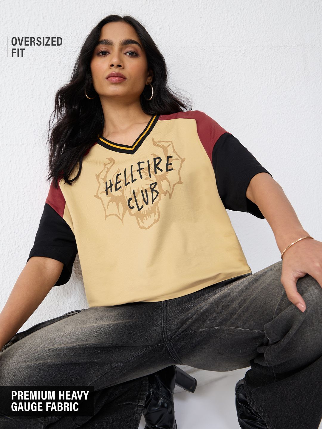 Stranger Things: Hellfire Women Oversized T-Shirts Online