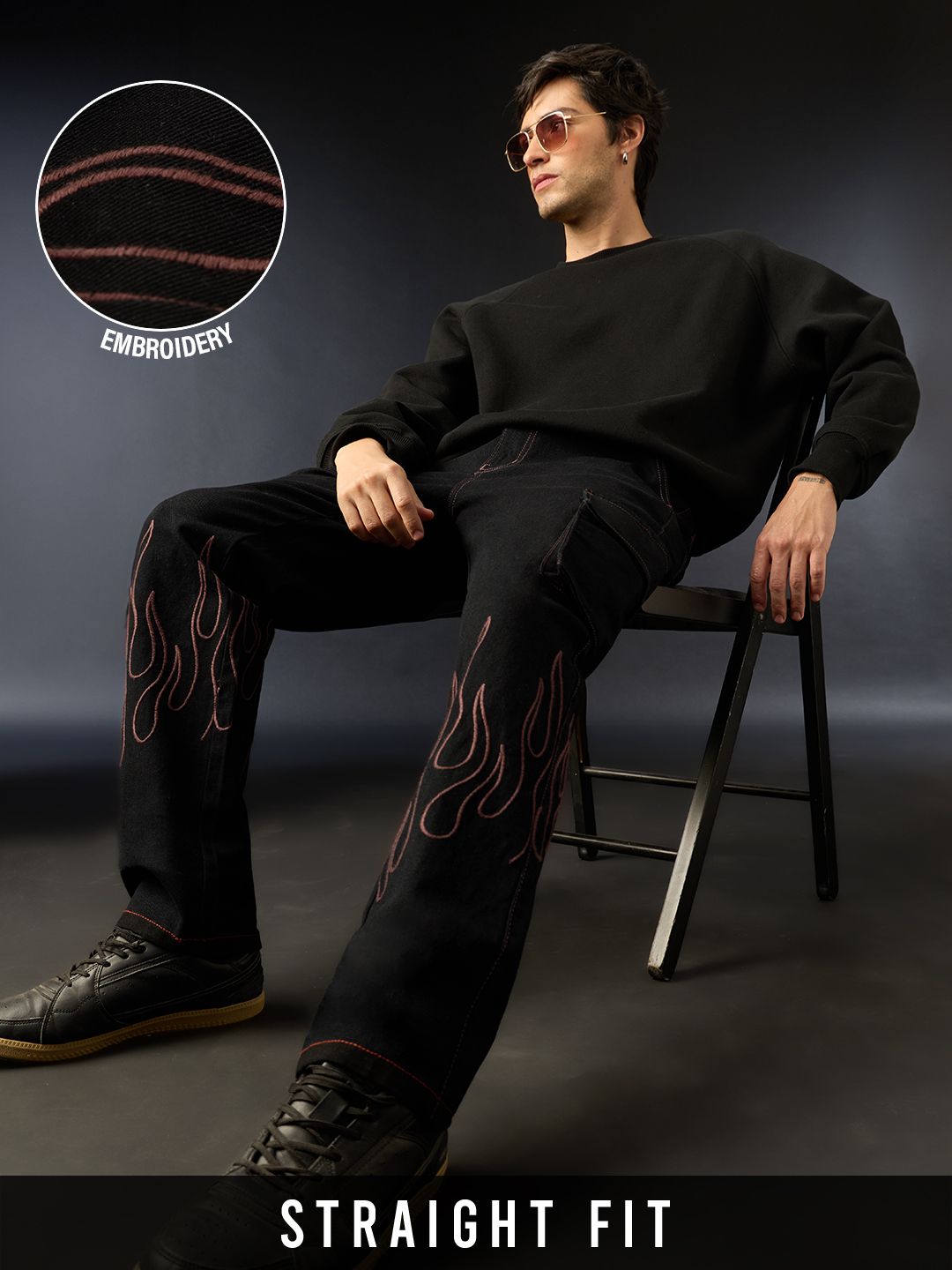 Straight-Fit Denim: Flame On Men Jeans Online