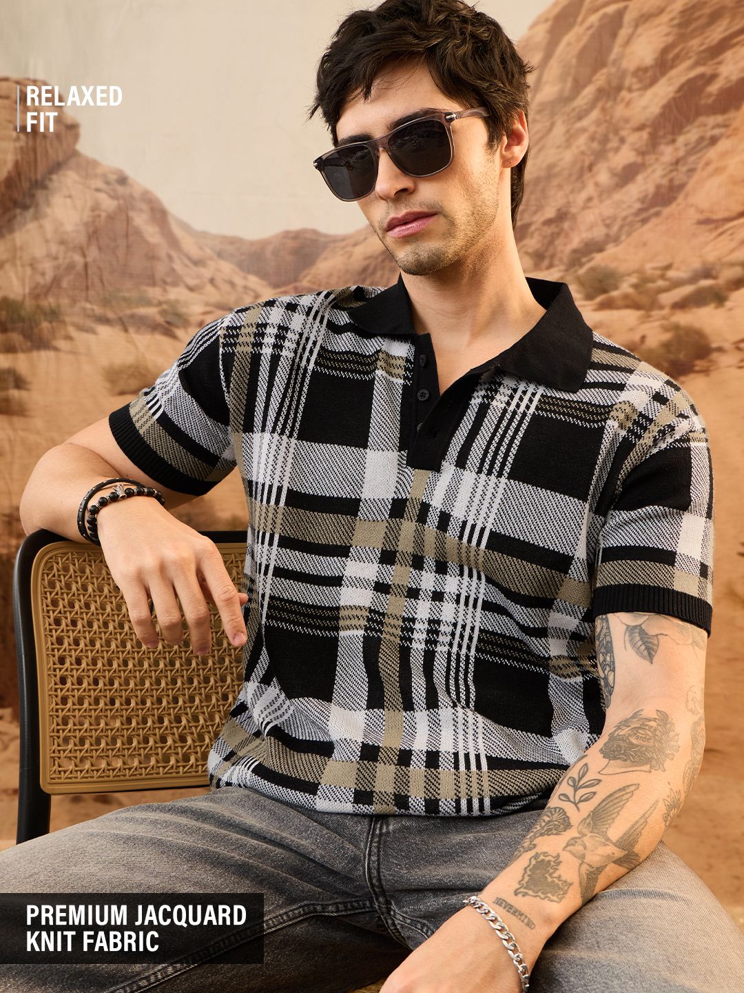 Buy Jacquard Polo: Lunar For Men Oversized Polos Online