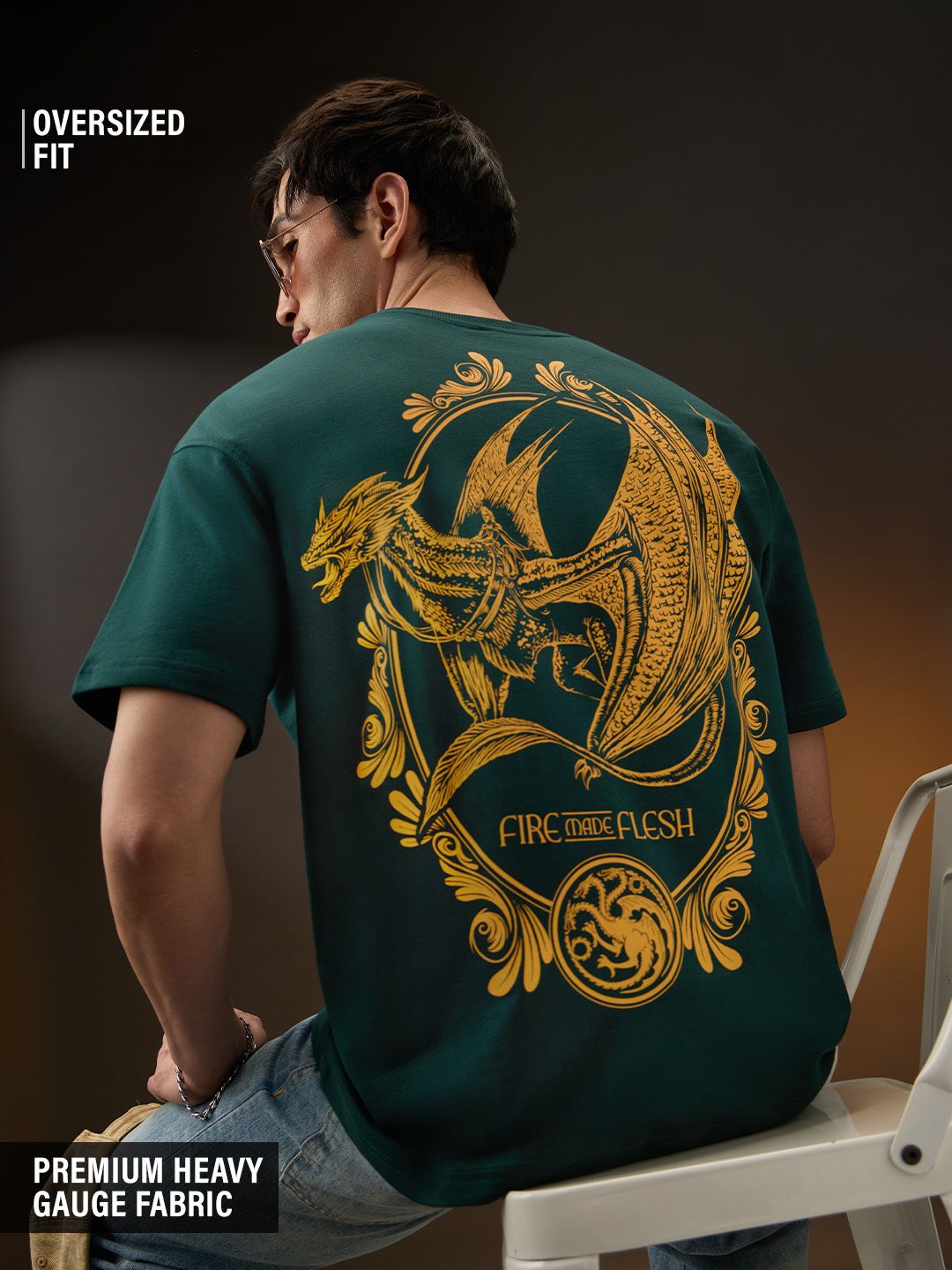 House Of Dragon: Fire Made Flesh Oversized T-Shirts Online
