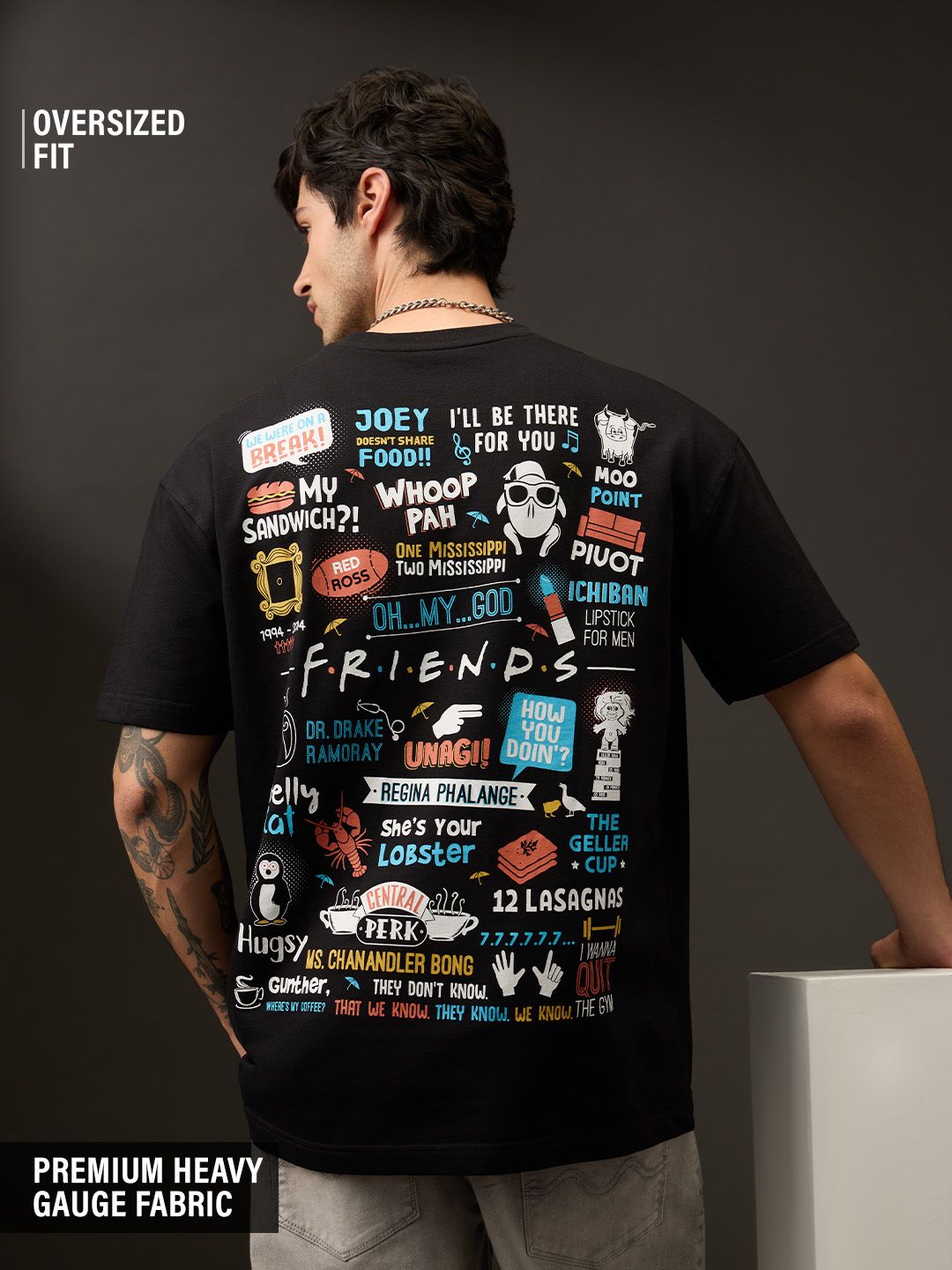 Buy Friends: Mischief Black Oversized T-shirt Online