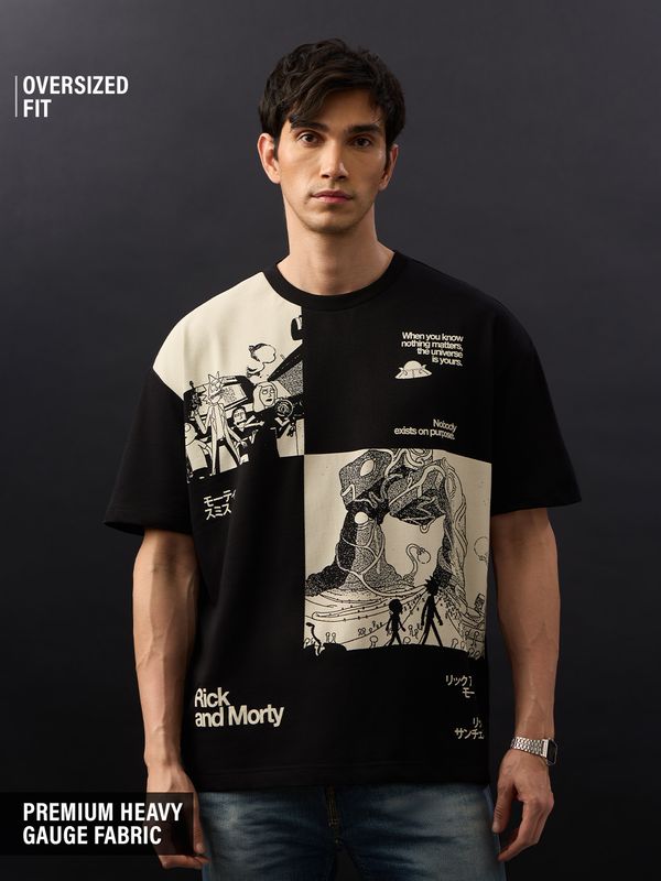 Cotton Soul Rick & Morty Metal Skulls - Maglietta vintage da uomo, colore: Nero, Vintage Wash Black, XL