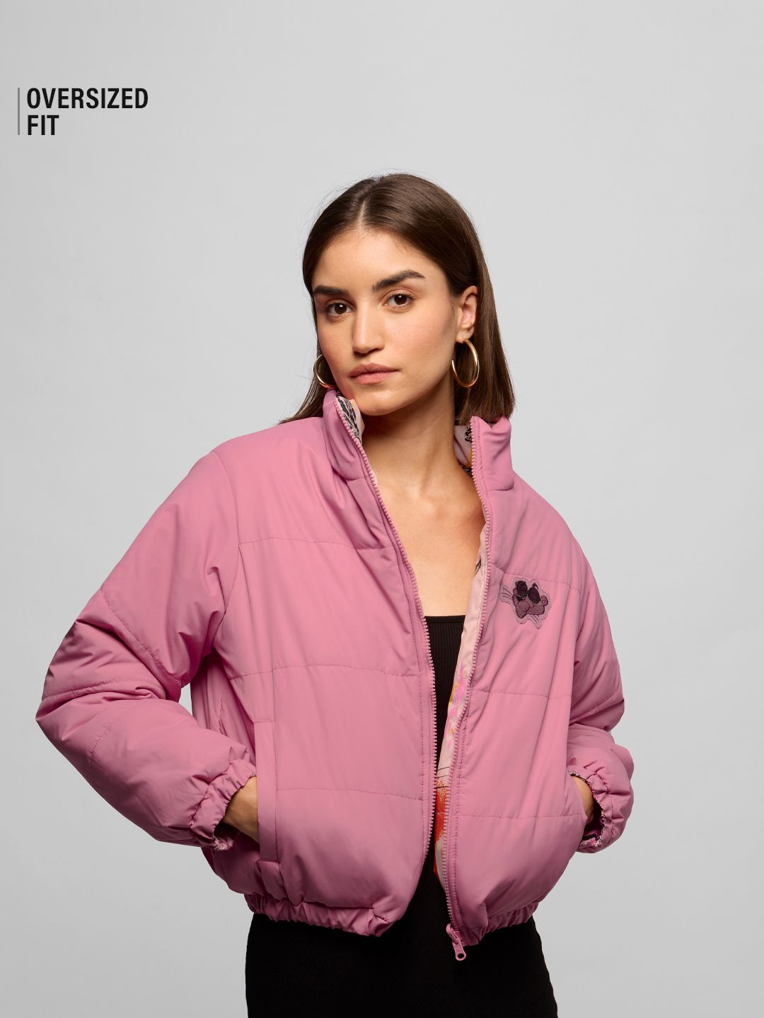 Buy Reversible Puffer: Pink Panther Women Puffer Jackets Online